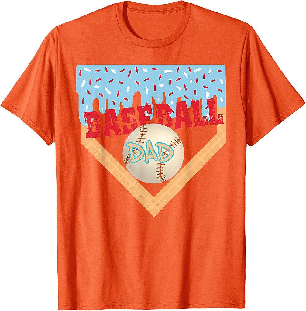 Baseball Dad Home Plate Ice Cream Drip Father's Day Daddy T-Shirt