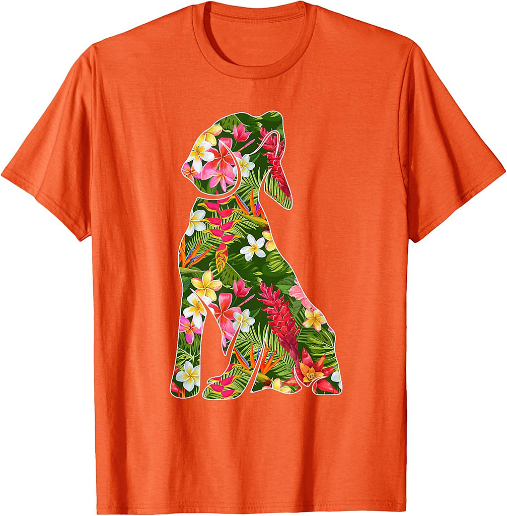 Funny Silhouette Of Beagle Dog Hawaiian Floral Summer Vibes T-Shirt