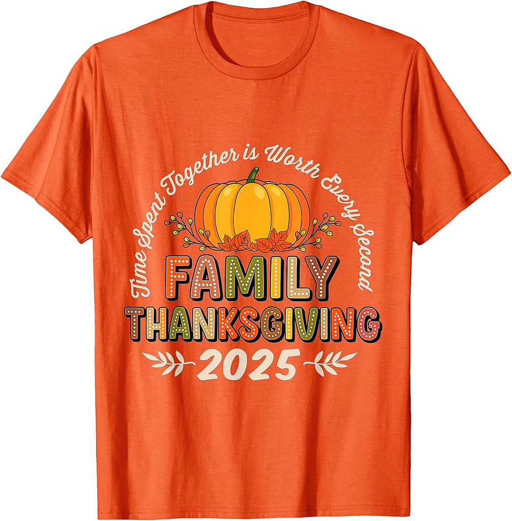 Family Thanksgiving 2025 Crew Pumpkin Turkey Group Matching T-Shirt
