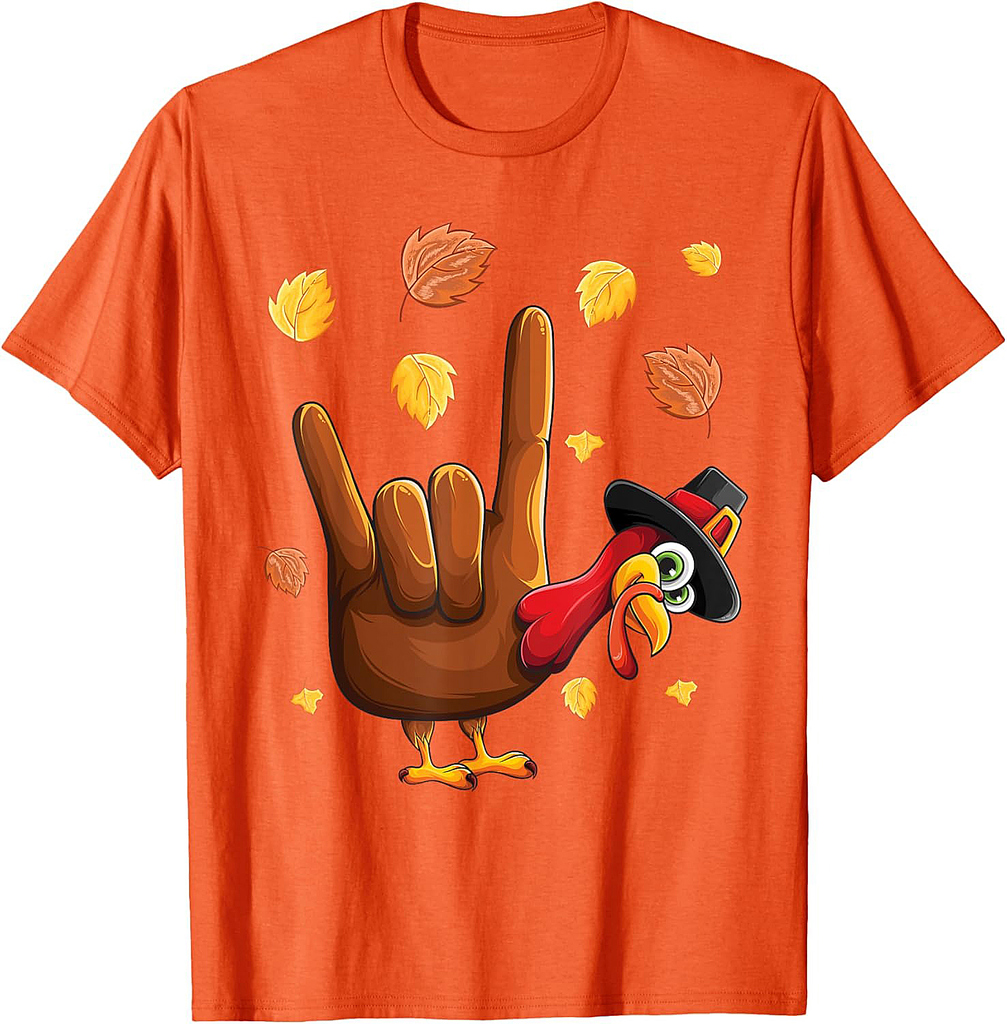 ASL Tukey American Sign Language I Love You Thanksgiving T-Shirt