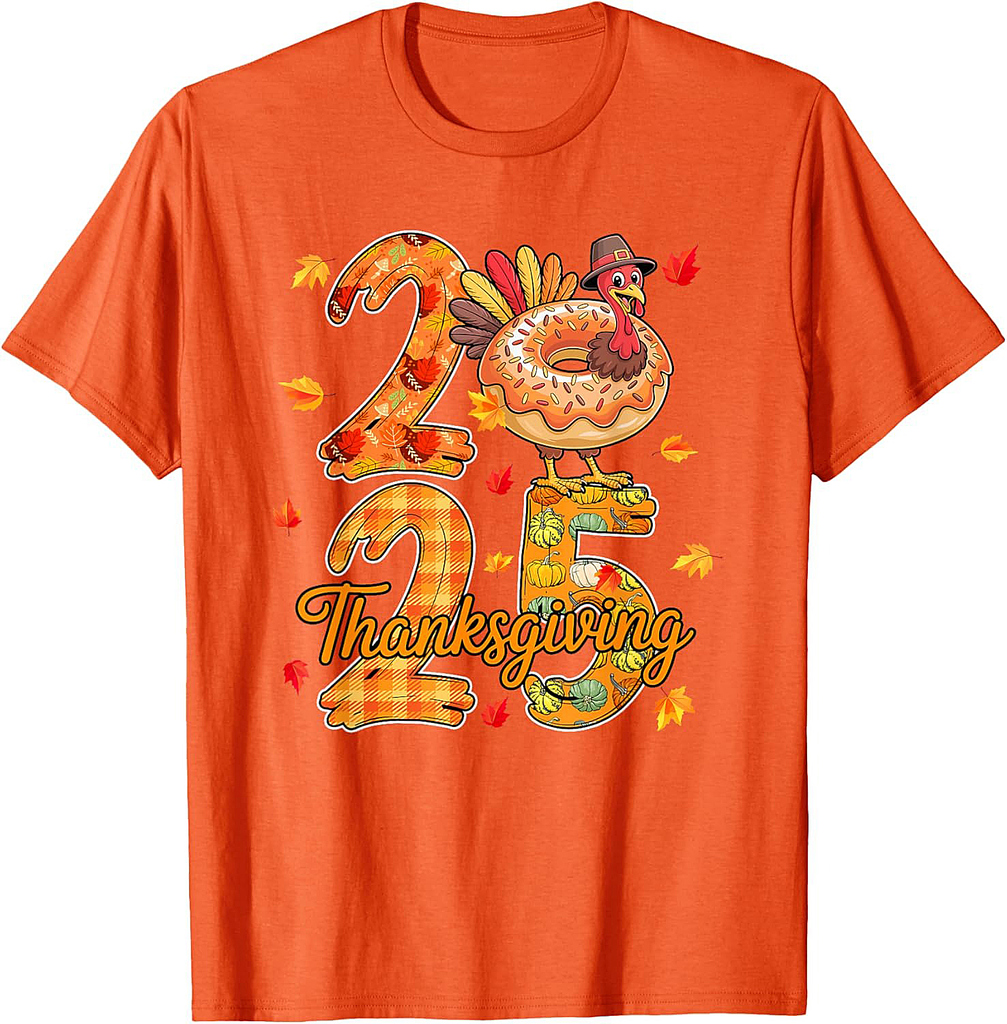 Thanksgiving 2025 Cute Turkey As Donut Food Lover Autumn T-Shirt