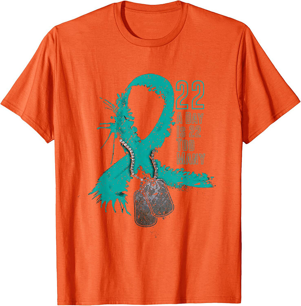 Veteran Suicide Awareness Ribbon 22 A Day Is 22 Too Many T-Shirt