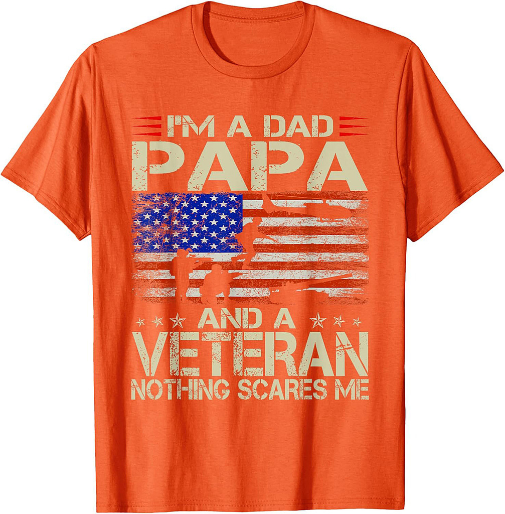 I'm A Dad Papa And Veteran Funny Retro Dad Papa Grandpa T-Shirt