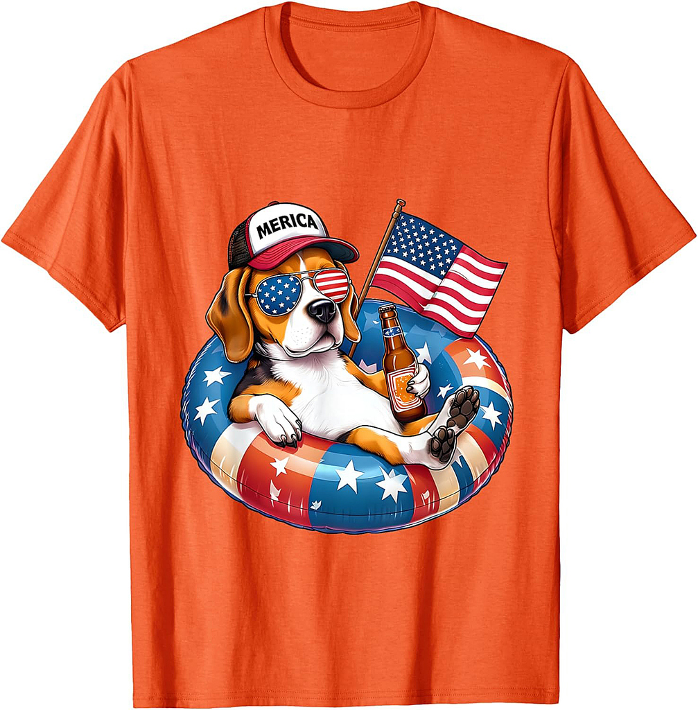 Patriotic Beagle Dog USA Flag 4th of July T-Shirt