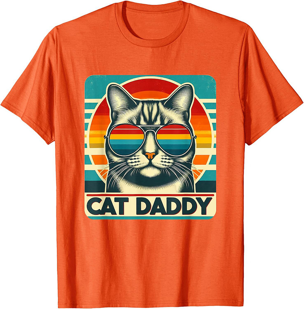 Cat Daddy Funny Cool Cat Father's Day Retro Cat Dad T-Shirt