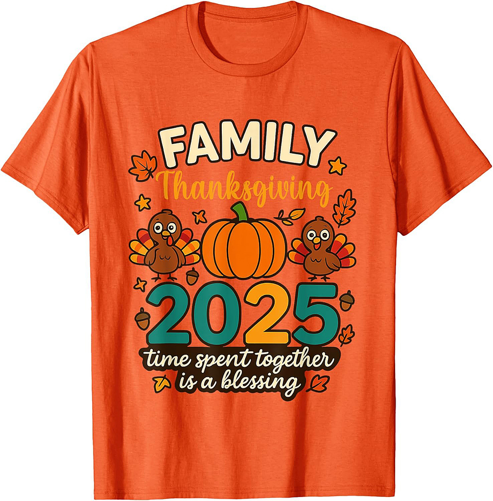 Happy Family Thanksgiving Together 2025 Crew Turkey T-Shirt