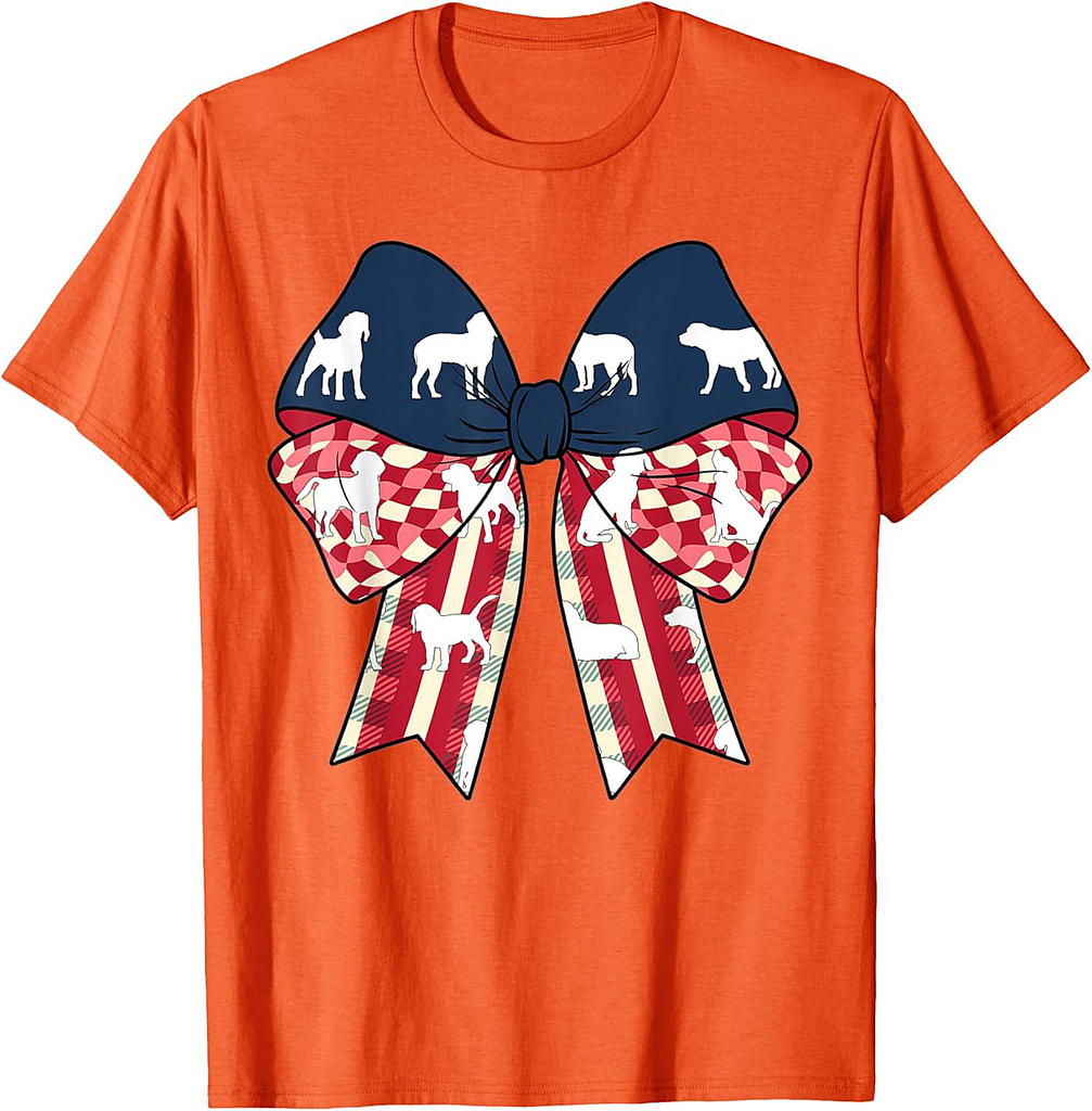 Beagle Dog American Flag Patriotic Bow Coquette 4th Of July T-Shirt for Men Women