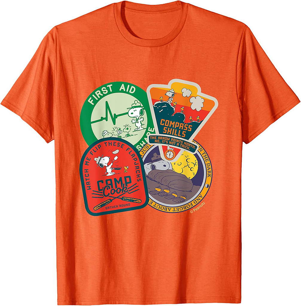 Peanuts Snoopy Woodstock Beagle Scouts Badges T-Shirt