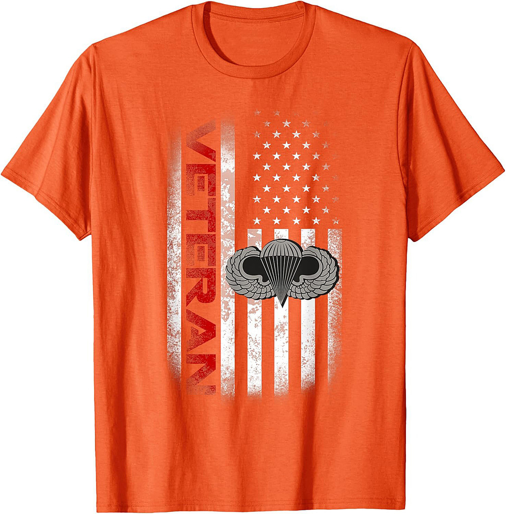 Veteran Airborne Paratrooper Military Wings Distressed T-Shirt