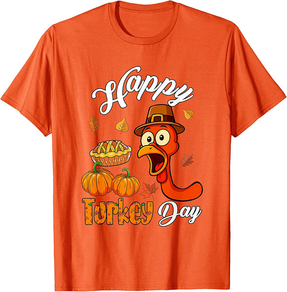 Happy Thanksgiving Turkey Day Funny Turkey Face Pumpkin Pie T-Shirt