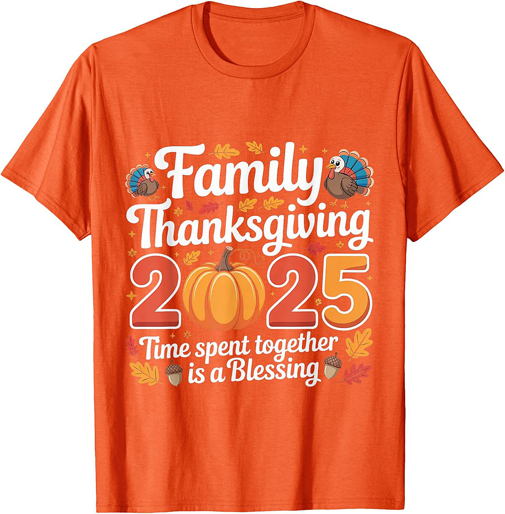 Happy Family Thanksgiving Crew 2025 Funny Turkey Matching T-Shirt