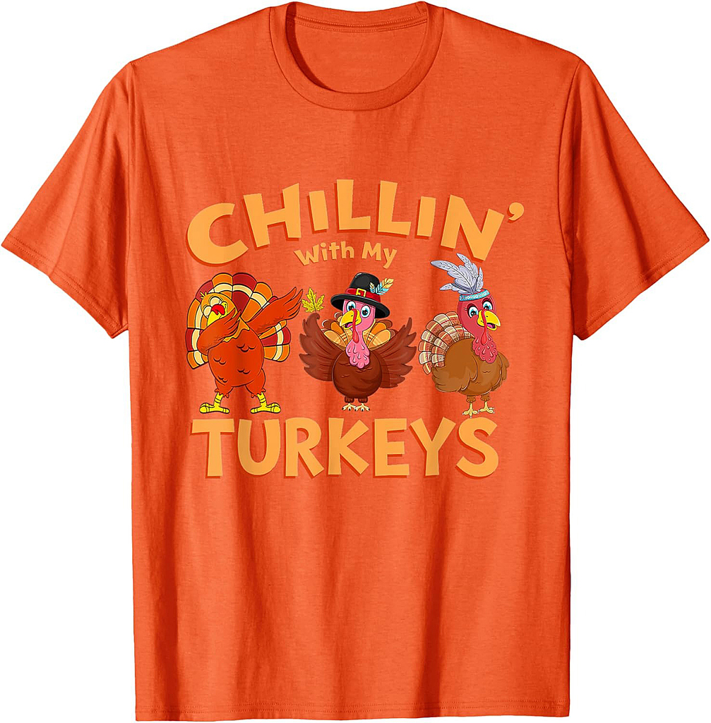 Thanksgiving Family Chillin With My Turkeys T-Shirt Black Unisex T-Shirt Small