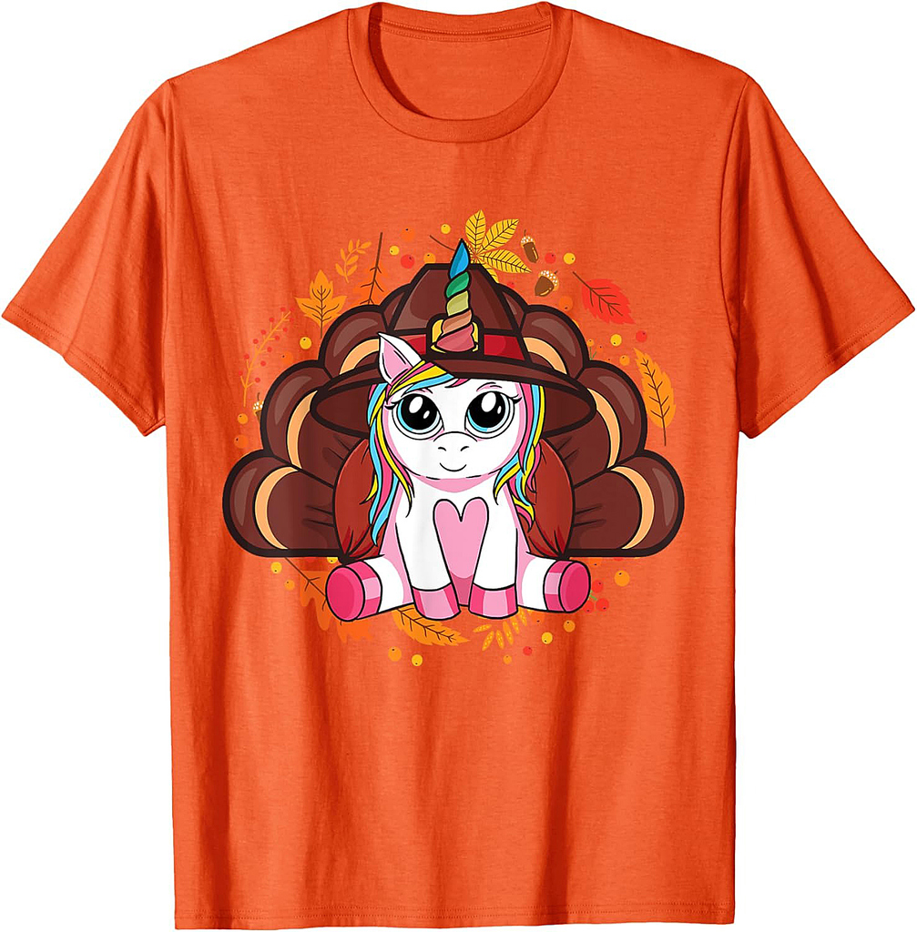 Cute Thanksgiving Girls Toddler Turkey Unicorn T-Shirt