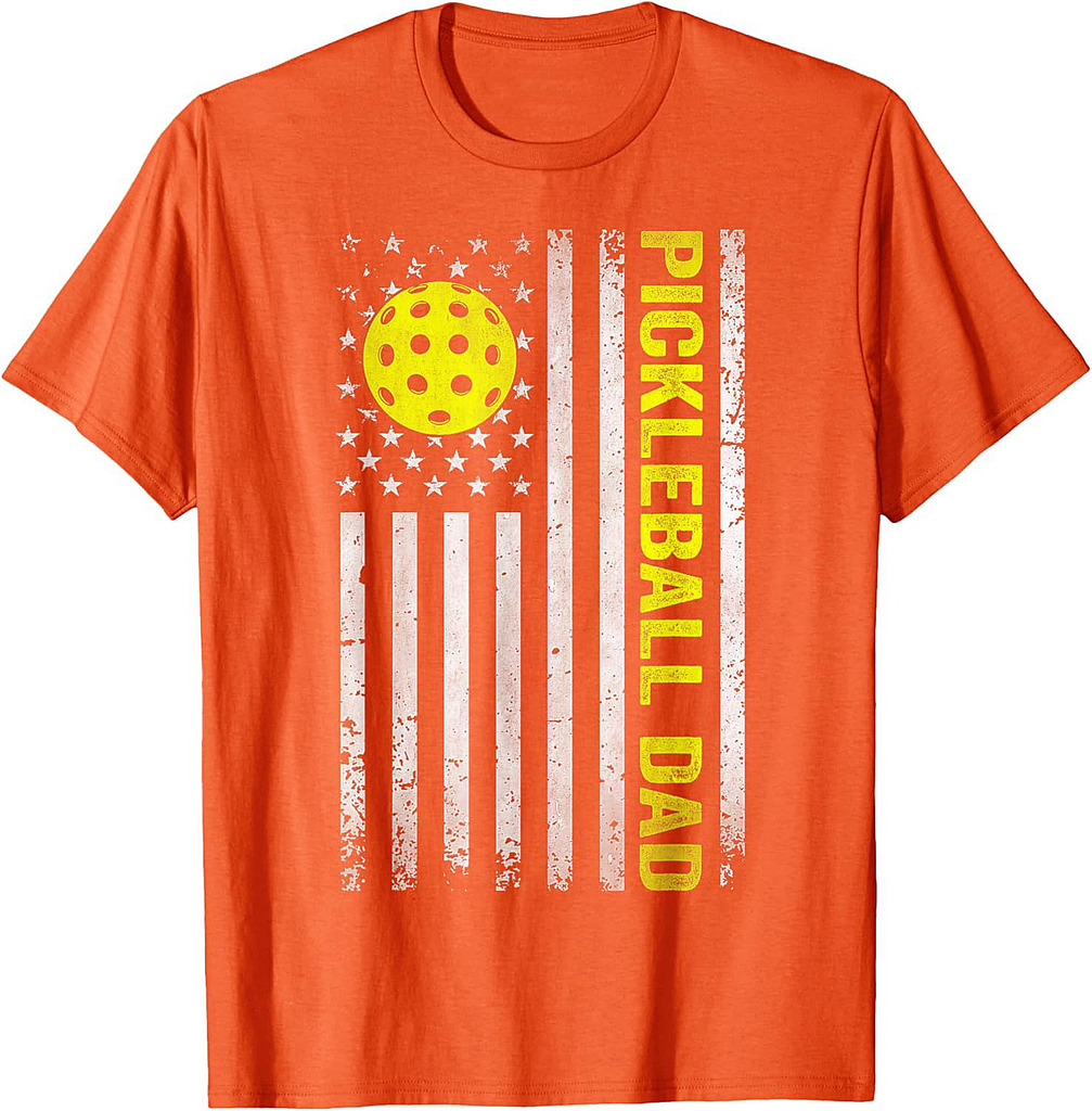 Pickleball Dad Father's Day USA Flag T-Shirt