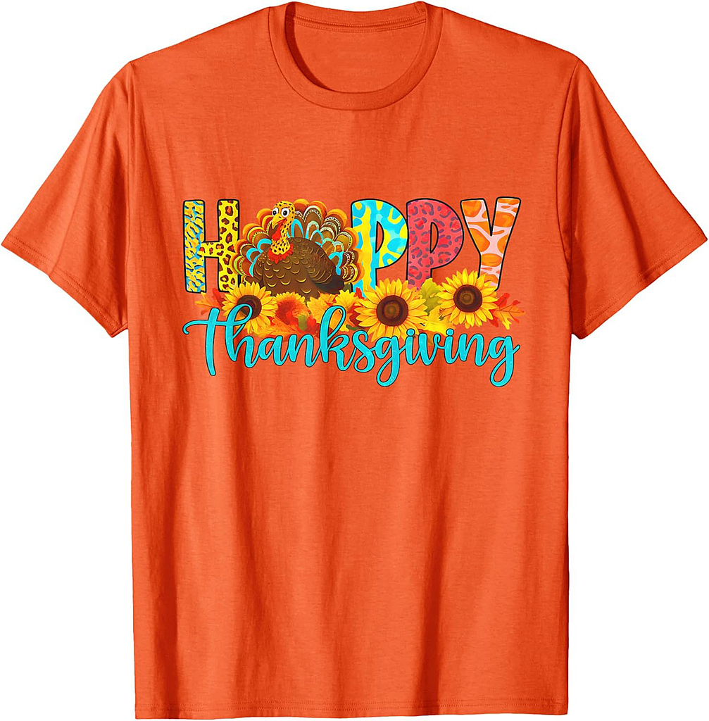 Happy thanksgiving for turkey day family dinner sunflower T-Shirt