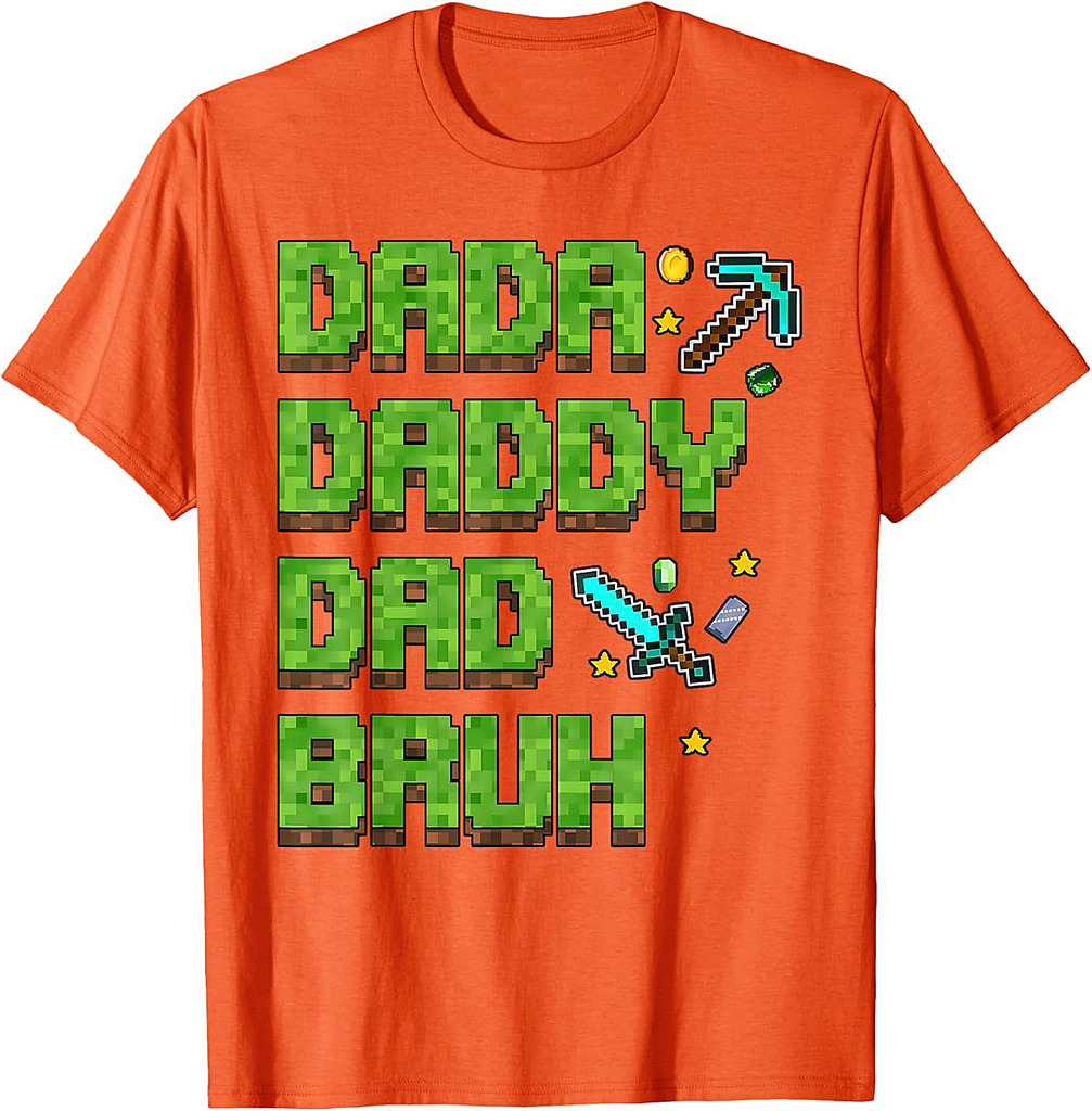 Dada Daddy Dad Bruh Gifts Father's Day Game Pixel T-Shirt