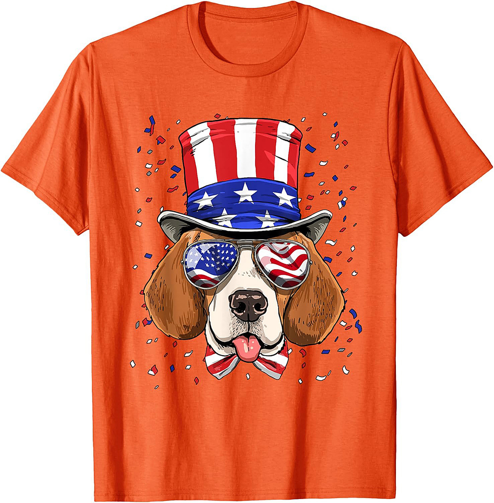 4th of July Patriotic Beagle American USA Flag Beagle Lovers T-Shirt