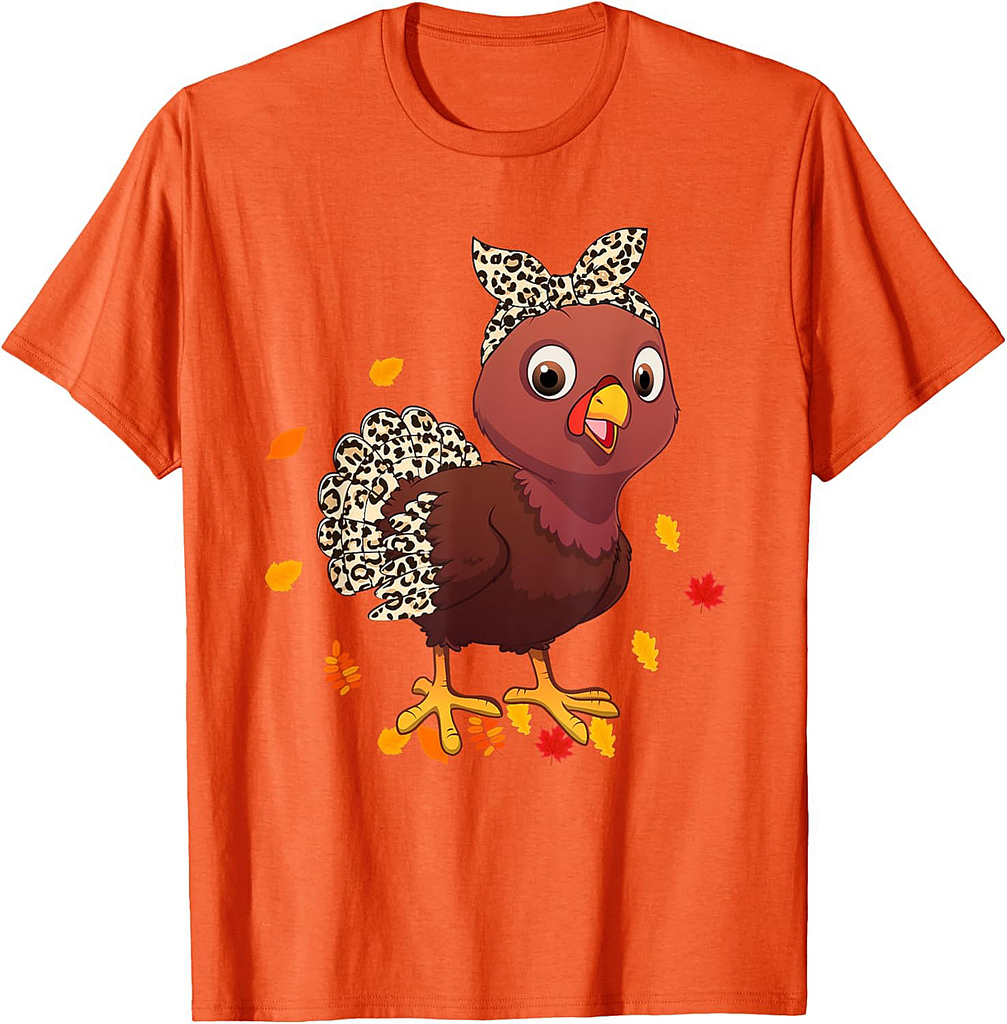Leopard Turkey Girl Thanksgiving Autumn Fall season Women T-Shirt