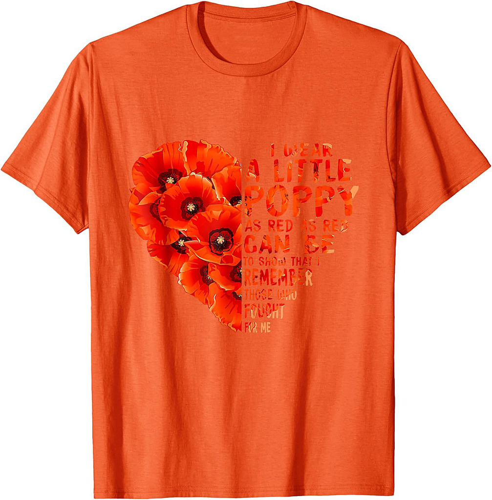 Veteran Day Lest We Forget Red Poppy Flower USA Memorial Day T-Shirt