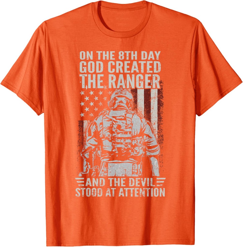 On 8th Day God Created US Army Ranger Veteran Flag American T-Shirt