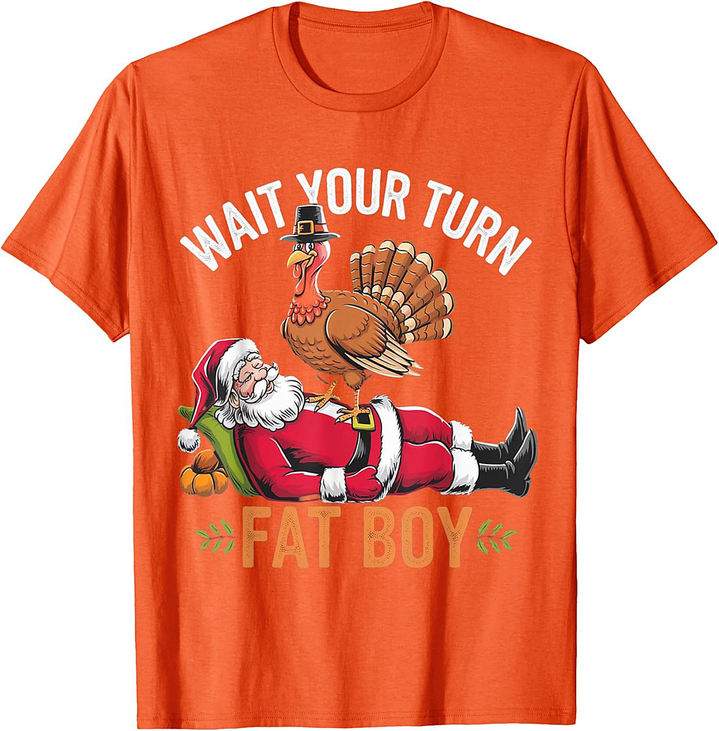 Funny Thanksgiving Christmas Turkey vs Santa for Men Women T-Shirt