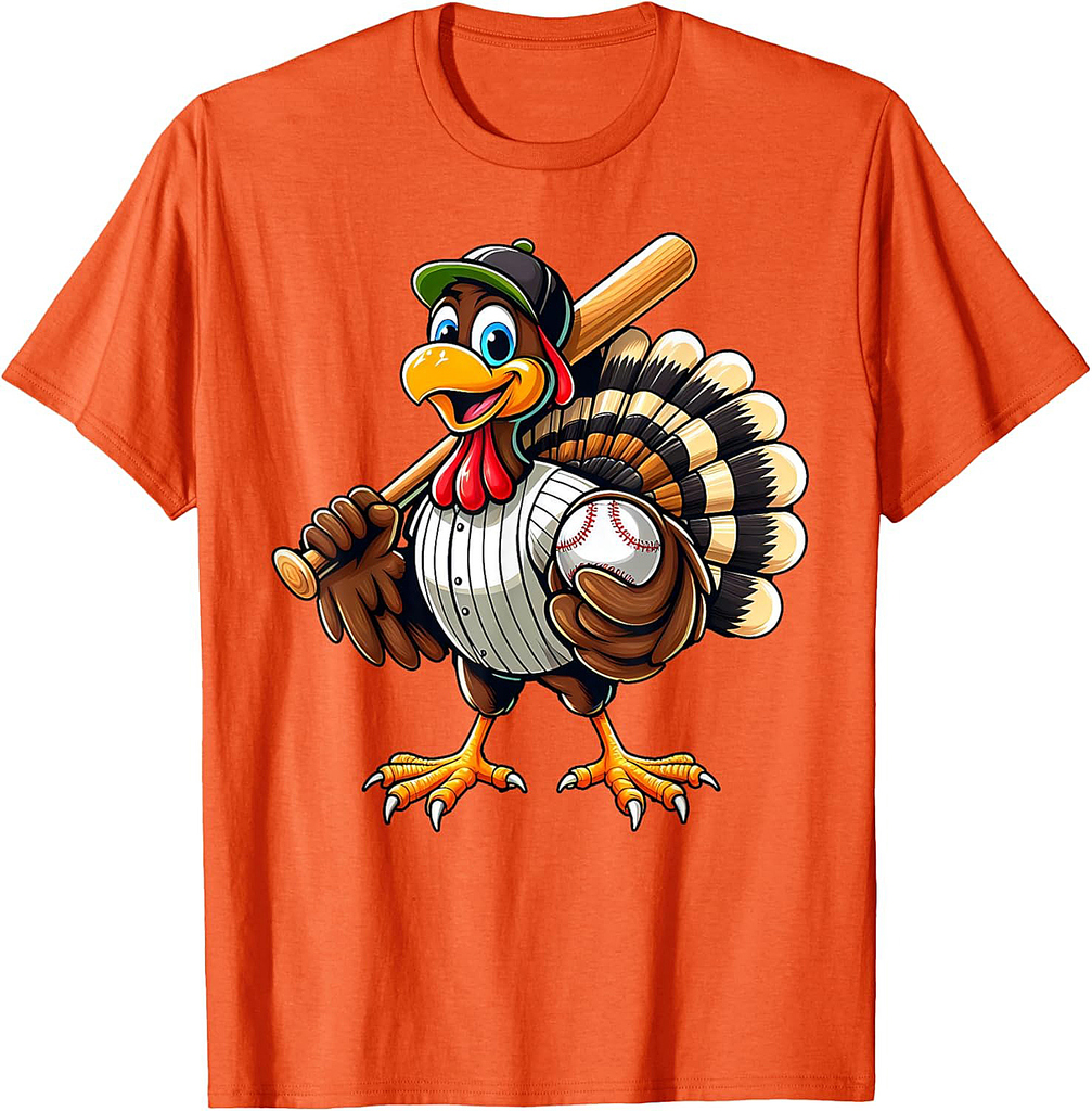 Cool Thanksgiving Baseball Gobble Player Turkey Baseball T-Shirt
