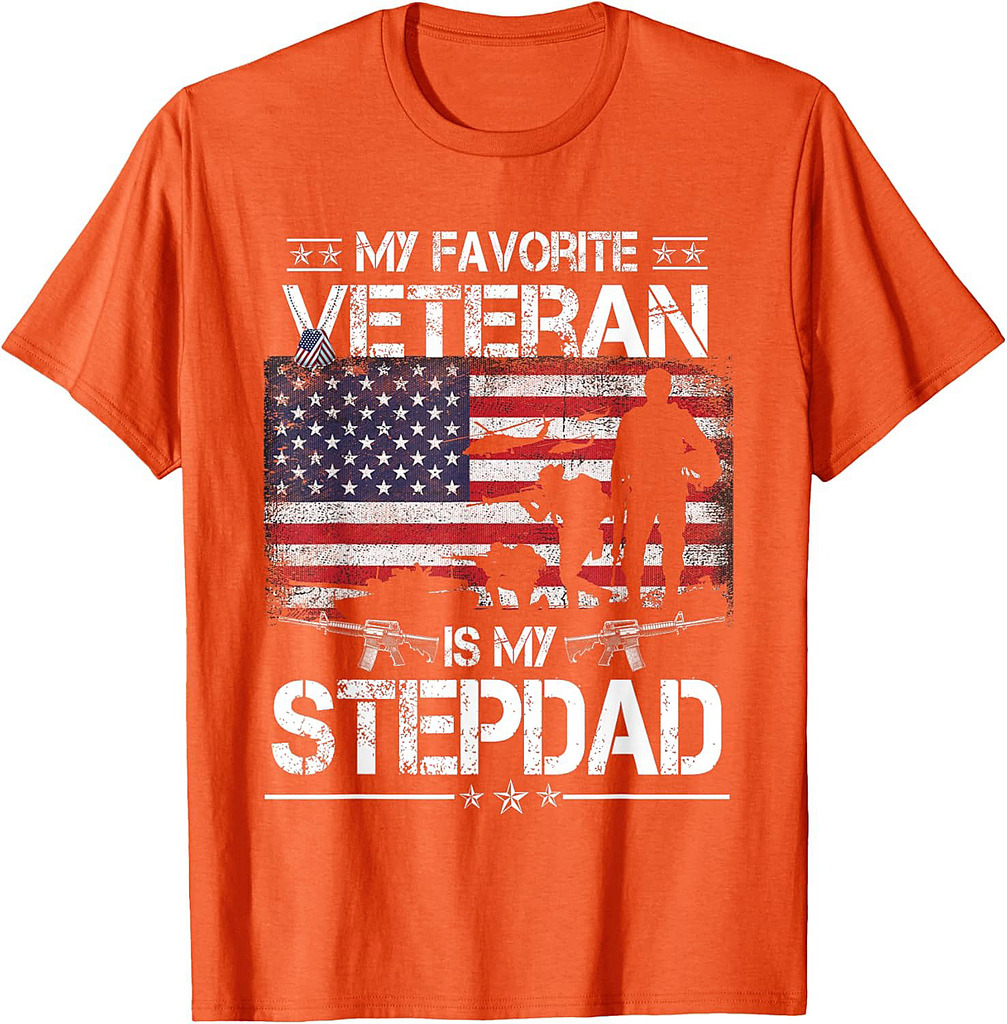 My Favorite Veteran Is My Stepdad Flag Father Veterans Day T-Shirt