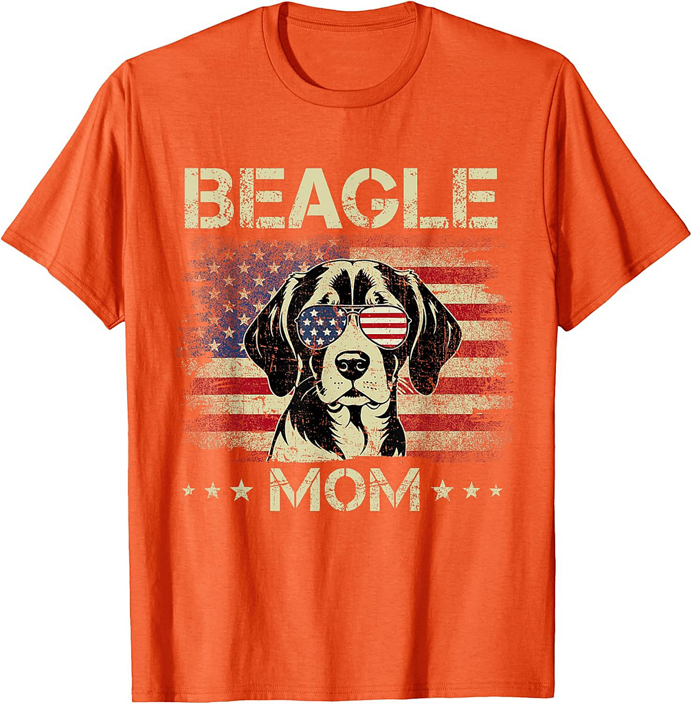 Beagle Mom Dog Vintage American Flag 4th Of July T-Shirt