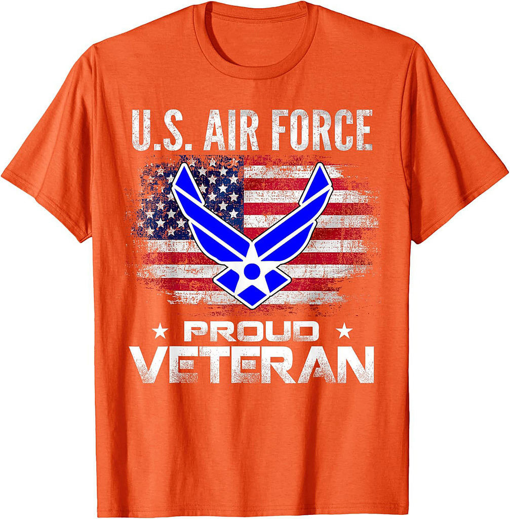 U.S Air Force Proud Veteran With American Flag Gift Veteran T-Shirt
