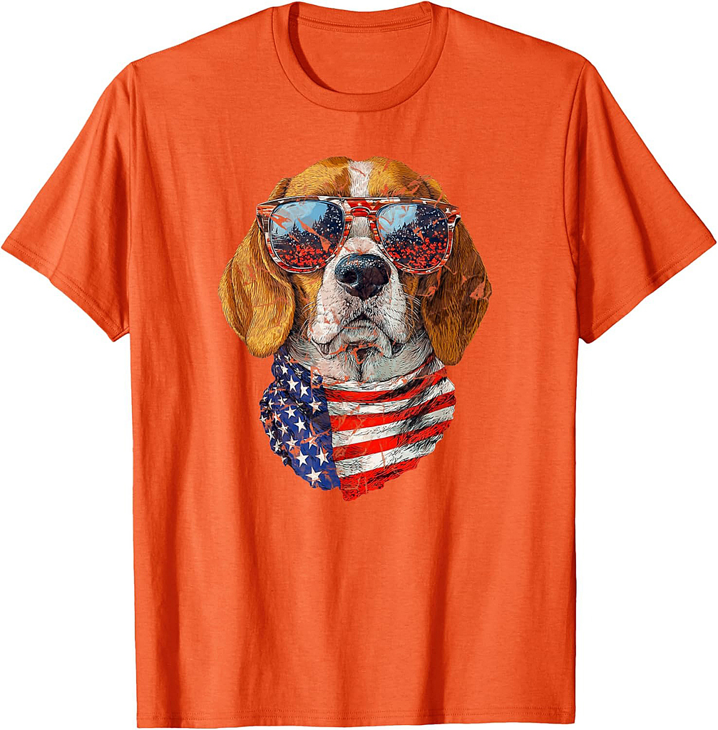 Beagle American Flag USA Patriotic 4th of July Dogs Lover T-Shirt