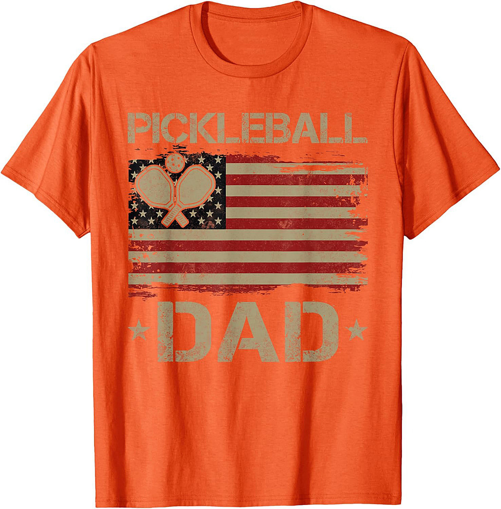 Pickleball Dad Father's Day USA Flag T-Shirt
