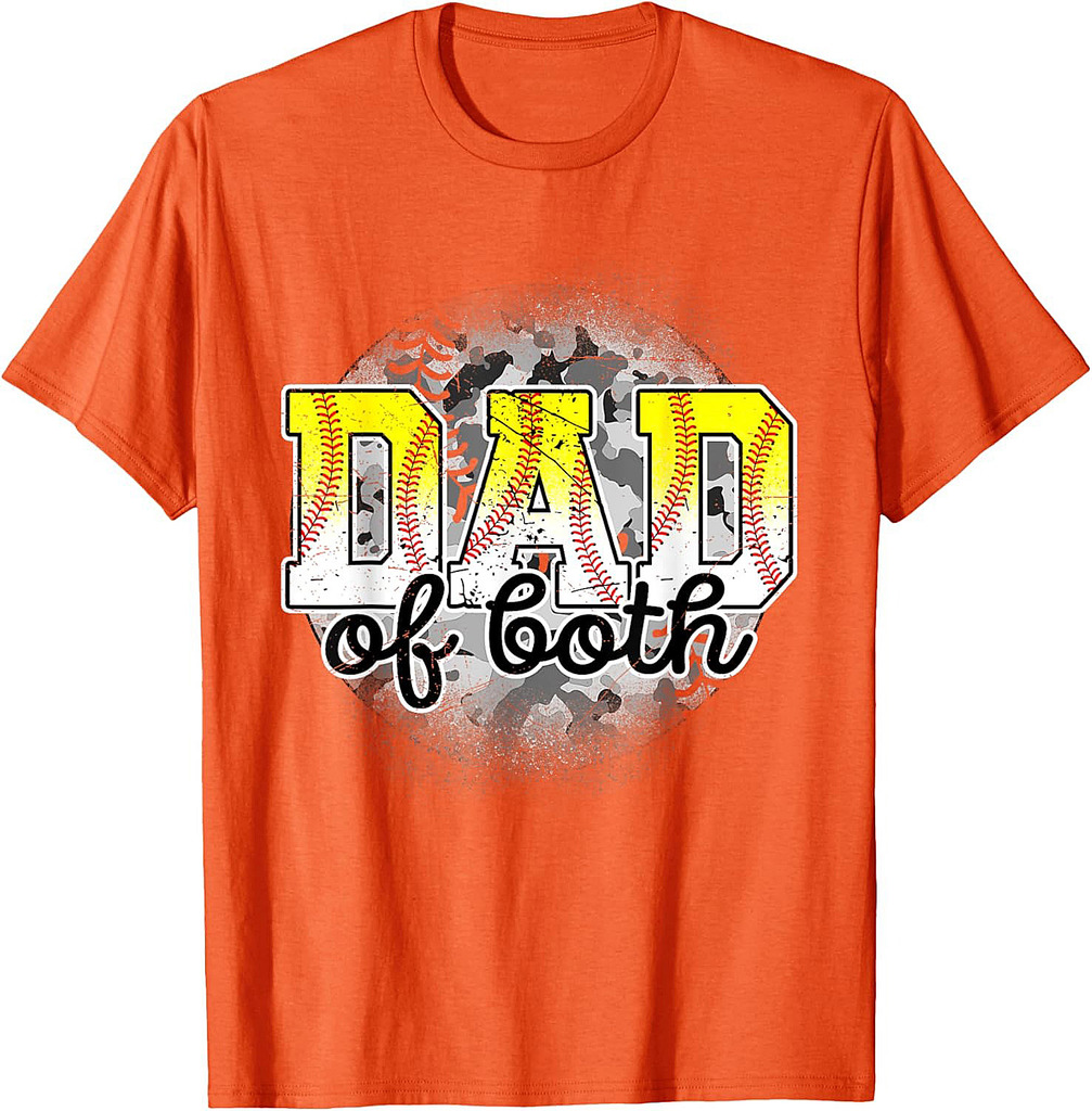 Dad of Both Baseball Softball Father's Day Baseball Player T-Shirt