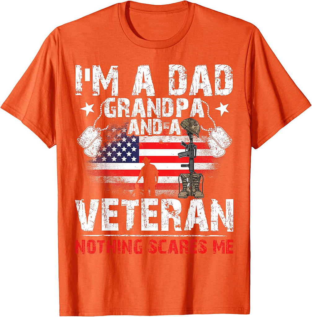 Father's Day  Veterans Day I'm a Dad Grandpa and a Veteran T-Shirt