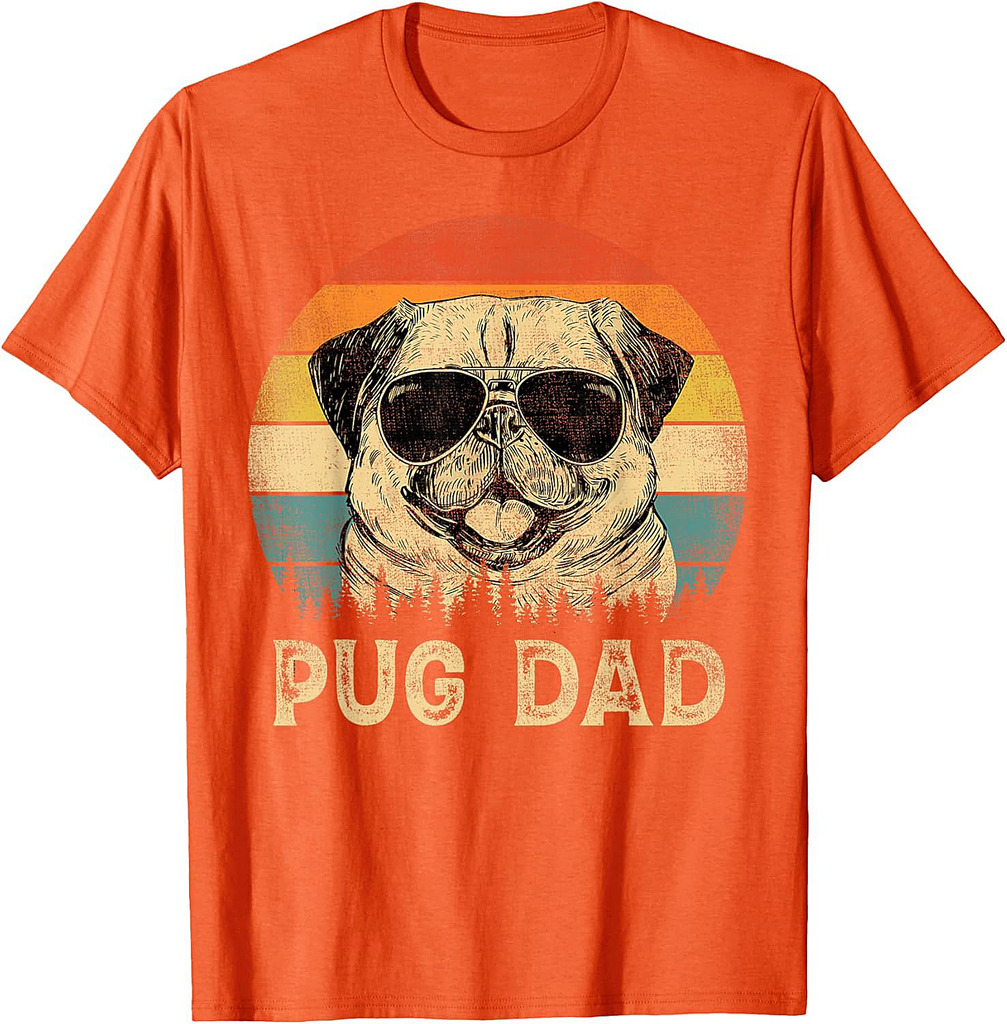 Vintage Pug Dad Dog Lovers Father's Day Tee T-Shirt