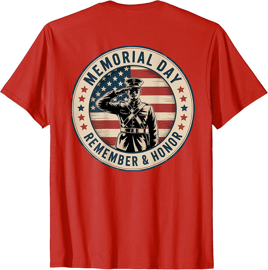 Memorial Day Remember Honor On Back Patriotic Veterans Men T-Shirt