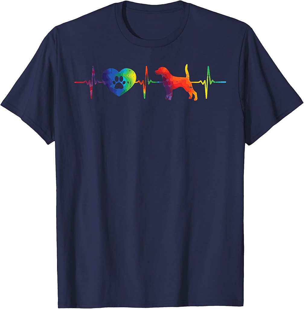 Heartbeat Beagle Tie Dye Animal Hound Dog Hippie Hippy Gift T-Shirt for Men Women Girls