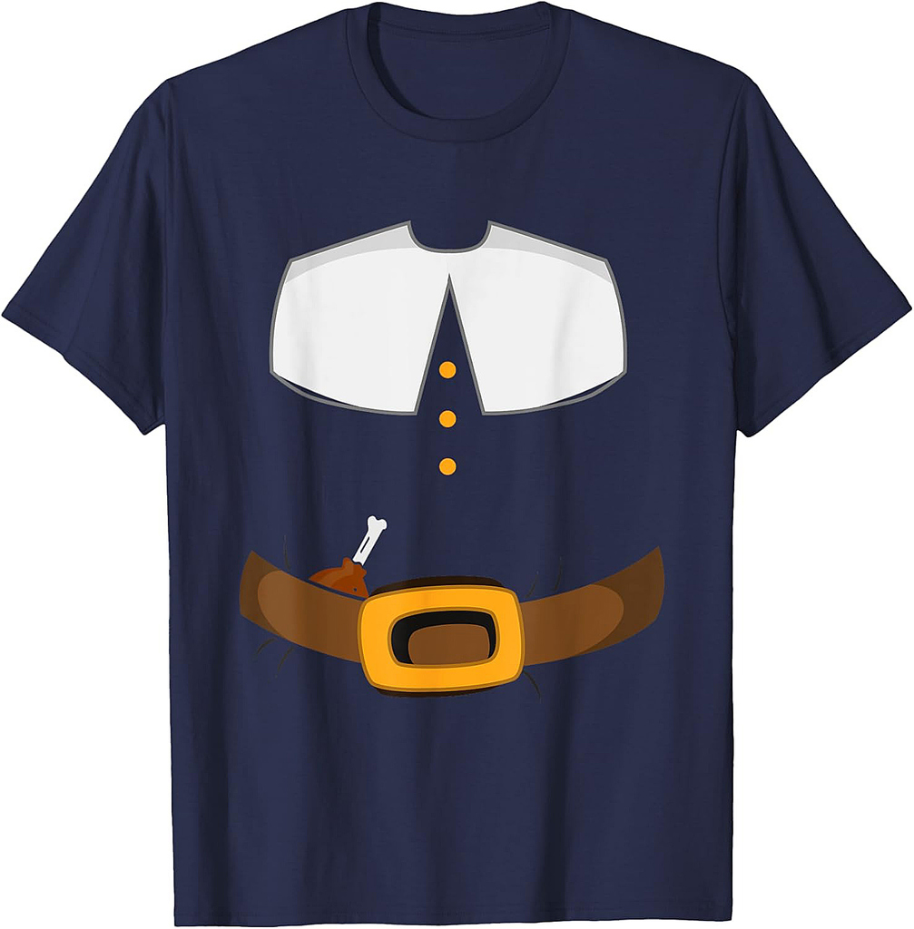 Pilgrim Costume Colonist Funny Thanksgiving Turkey Day T-Shirt