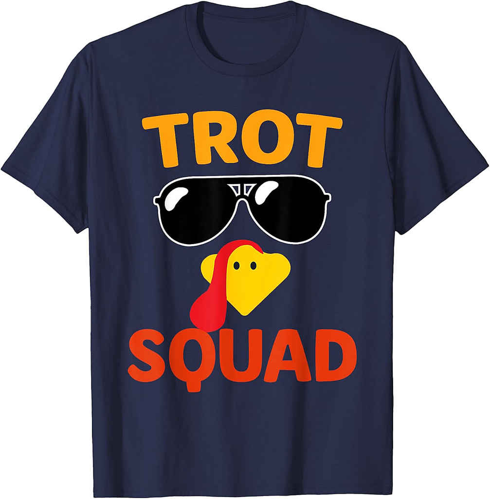 Turkey Trot Squad Funny Thanksgiving Running Family Marathon T-Shirt