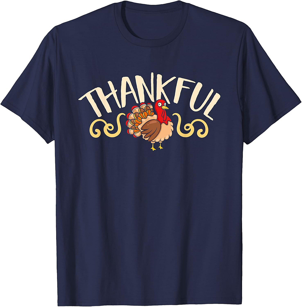 Family Matching Thanksgiving Funny Thankful Turkey T-Shirt
