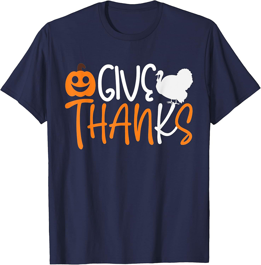 Thanksgiving Give Thanks Turkey Pumpkin T-Shirt