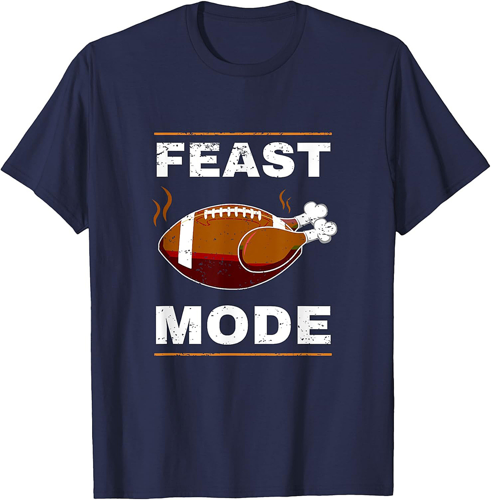 Funny Thanksgiving Turkey Feast Mode American Football Gift T-Shirt