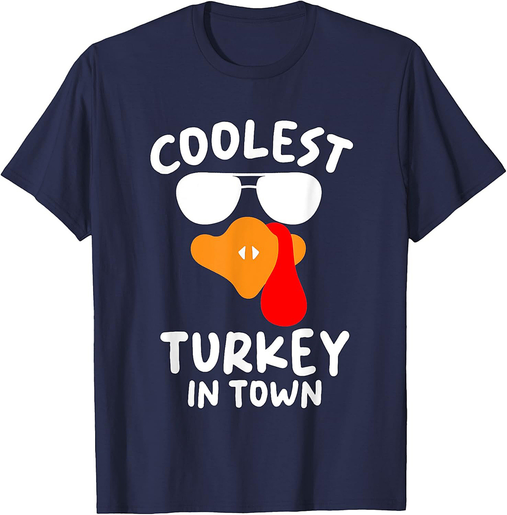 Coolest Turkey In Town Cute Turkey Thanksgiving T-Shirt