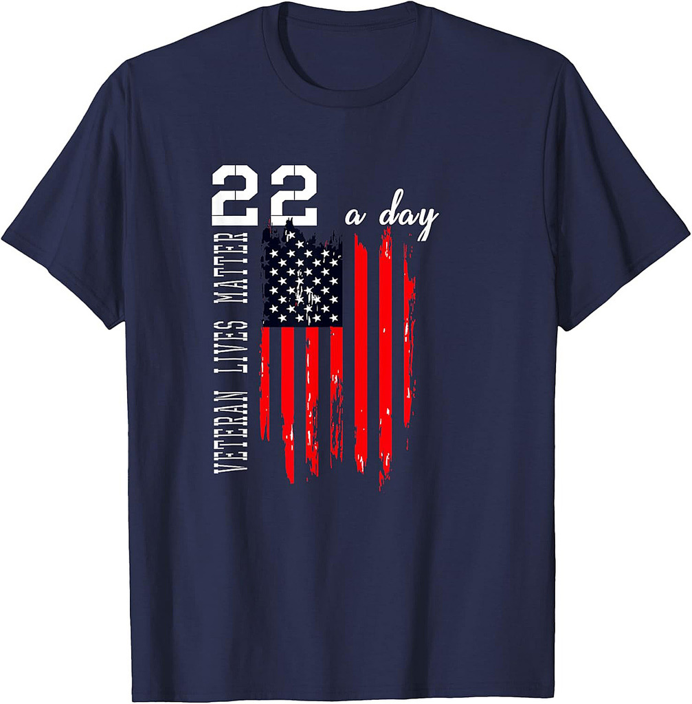Patriotic Veteran Lives P.T.S.D 22 Day Suicide Awareness Women Men T-Shirt