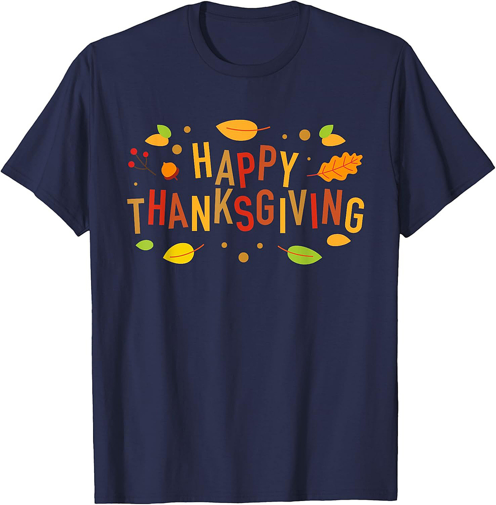 Fall Color Cute Adorable Happy Thanksgiving Design T-Shirt