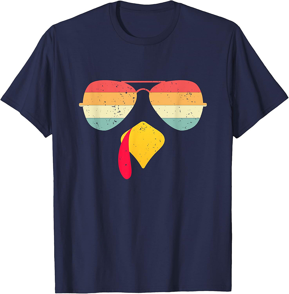 Cool Turkey Face With Sunglasses Funny Thanksgiving For Boys T-Shirt