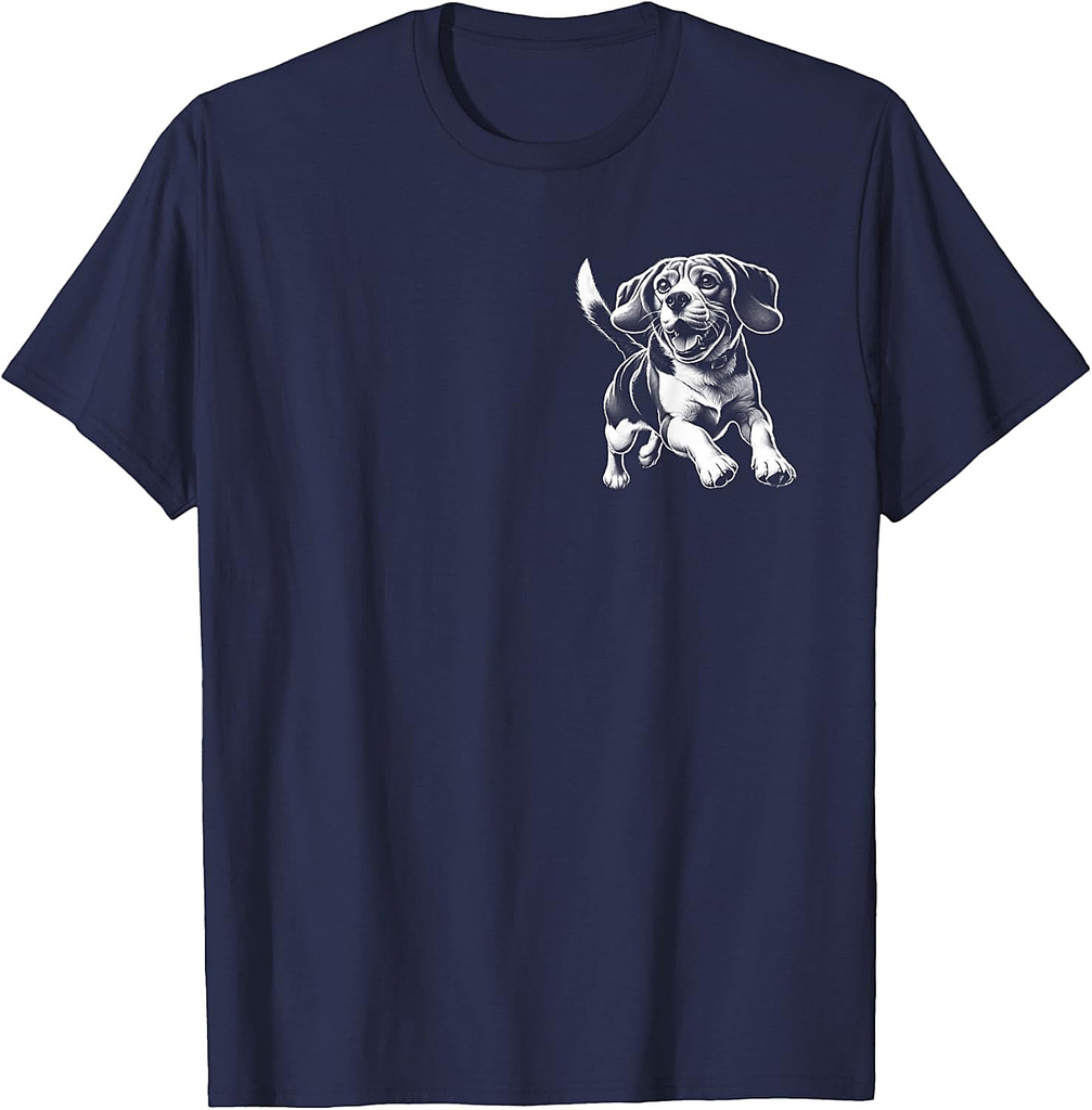 Cheerful Playful Beagle Dog Jumping on Chest T-Shirt