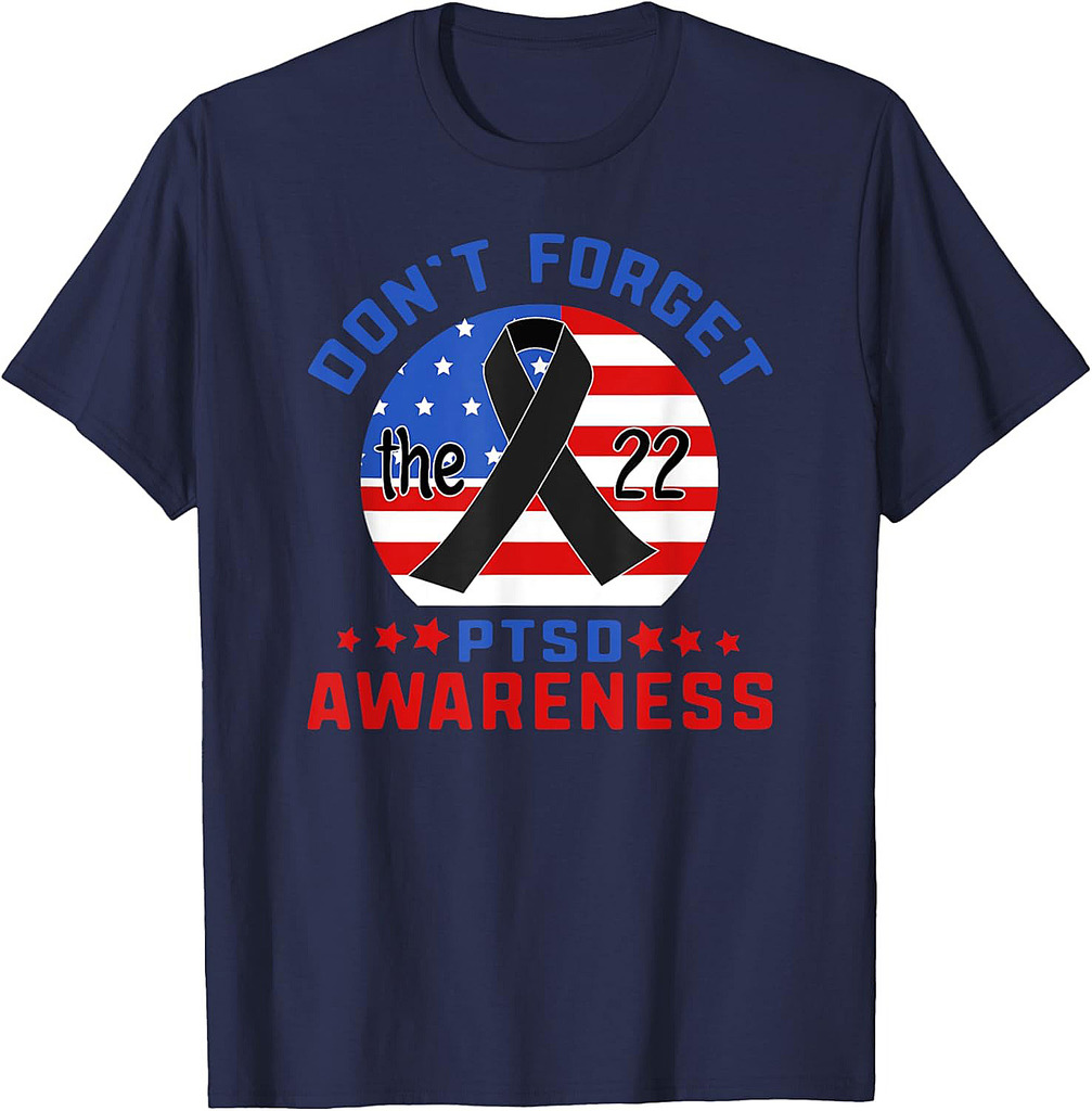 PTSD Suicide Awareness American Veteran Soldier 22 A Day USA T-Shirt