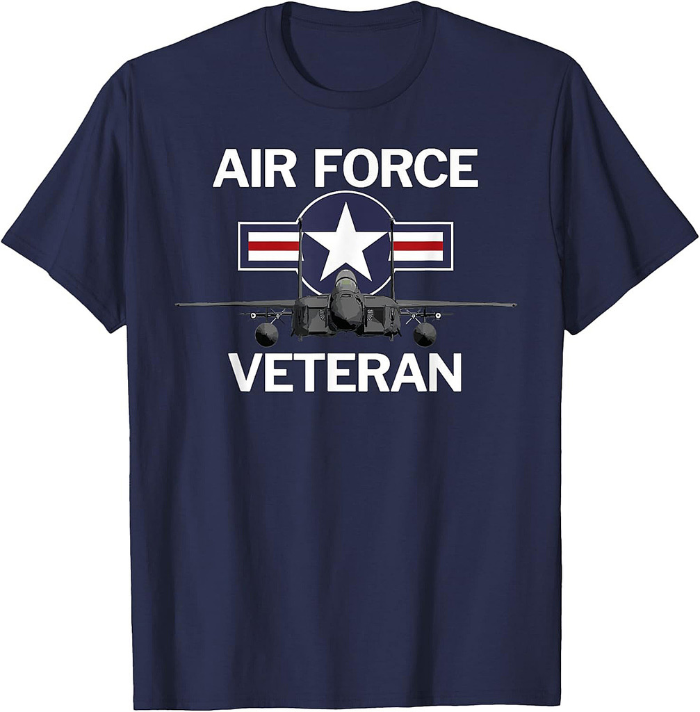 Air Force Veteran T-Shirt with Vintage Roundel and F15 Jet T-Shirt