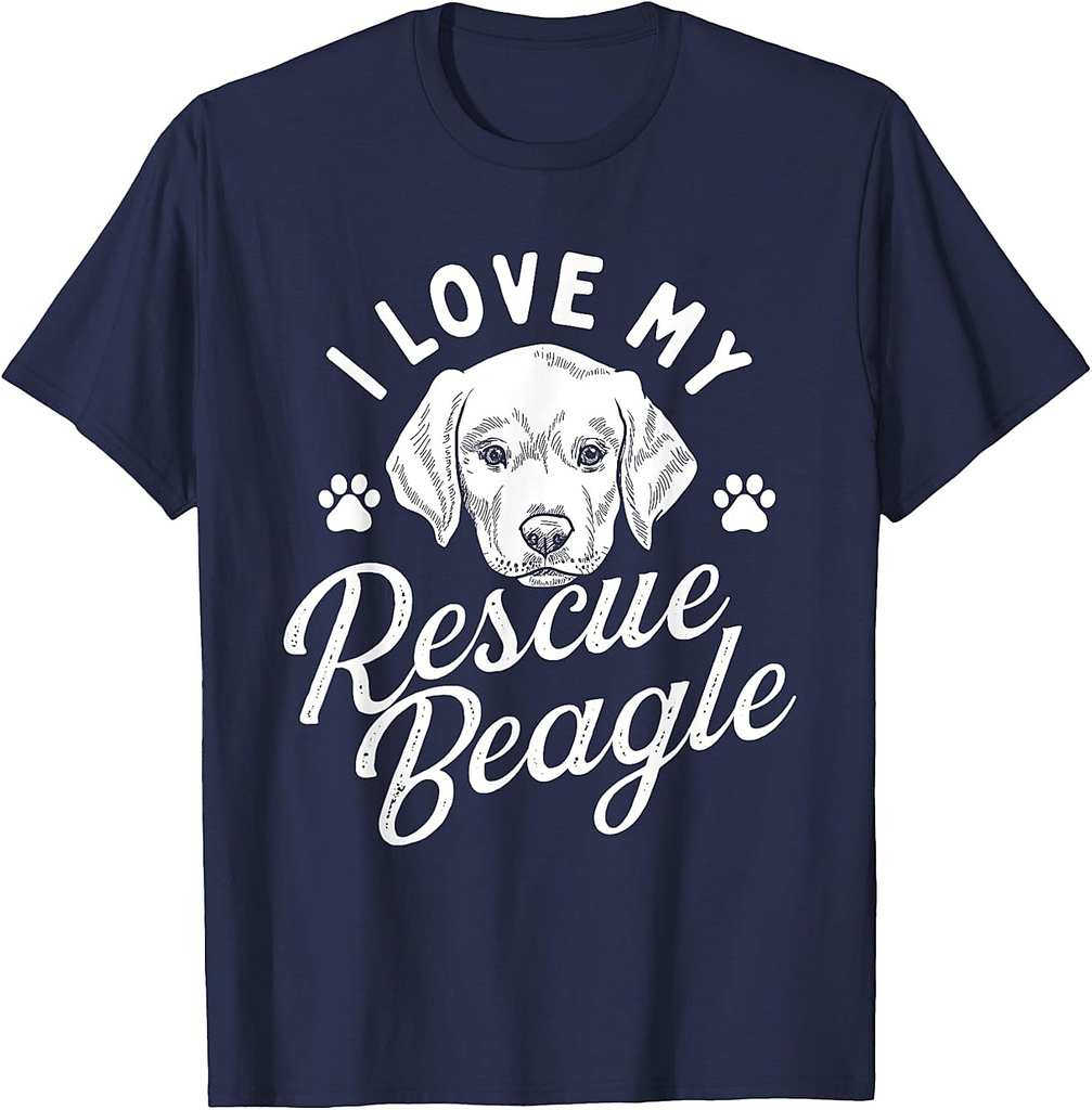 I Love My Rescue Beagle Dog Whisperer Animal Shelter T-Shirt for Men Women Girls