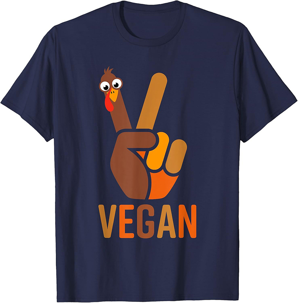 Funny Thanksgiving Shirts Women Men Peace Sign Turkey Vegan T-Shirt